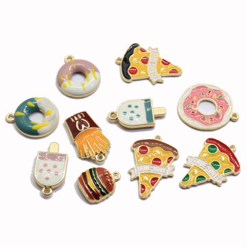 Alloy Zinc Donut Pizza Charm Enamel Food Popsicle Decor for Girls Jewelry Pendants Earring Ornament Accessories