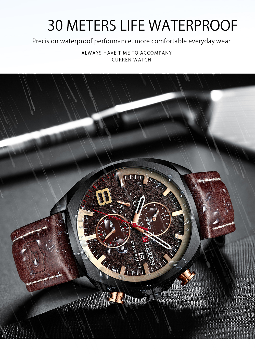 CURREN 8324 Chronograph Wristwatches Men Watches Quartz Watch Military Sports Watches Analog Leather Relogio Masculino