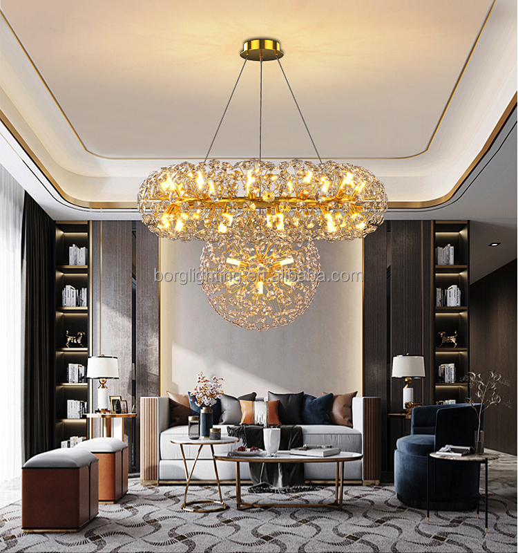 New Stylish Double Layer chandelier crystal beads chandelier led lights chandeliers pendent