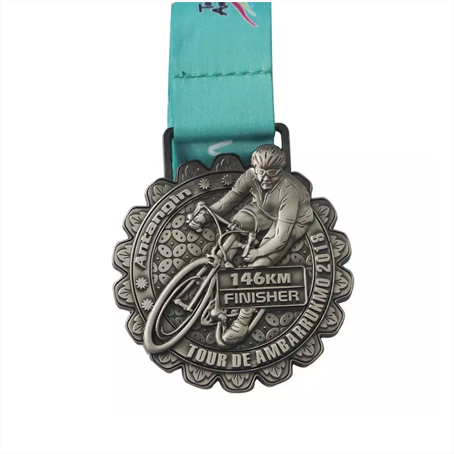 Custom bike shape metal cycling medals