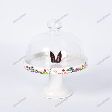 Vajilla de cerámica de los niños blancos animales lindos del conejito de Pascua