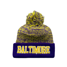 Unisex Baltimore Cuffed Knit Beanie with Pom Pom