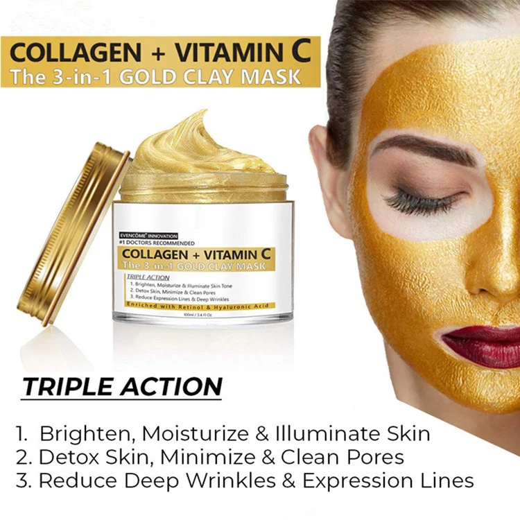 Collagen + Vitamin C Gold Clay Face Mask Anti Acne Blackheads Mask