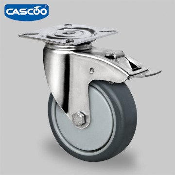 CASCOO 75MM Stainless Steel TPR Caster for Light Duty Mobility and Kitchen Trolley Racks