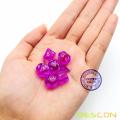 Bescon Mini Translucent Polyhedral RPG Dice Set 10MM, Small RPG Role Playing Game Dice Set D4-D20 in Tube, Transparent Purple