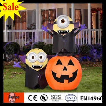 Inflatable Lighted Gone Batty Minion Pumpkin Scene Halloween Outdoor Decorations