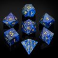 Pure Natural Gemstone Crystal Dice, Handmade Real Natural Stone DND RPG Polyhedral Dice Set of 7pcs
