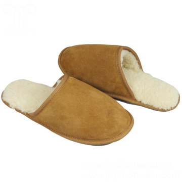 men warm winter home suede sheepskin slippers