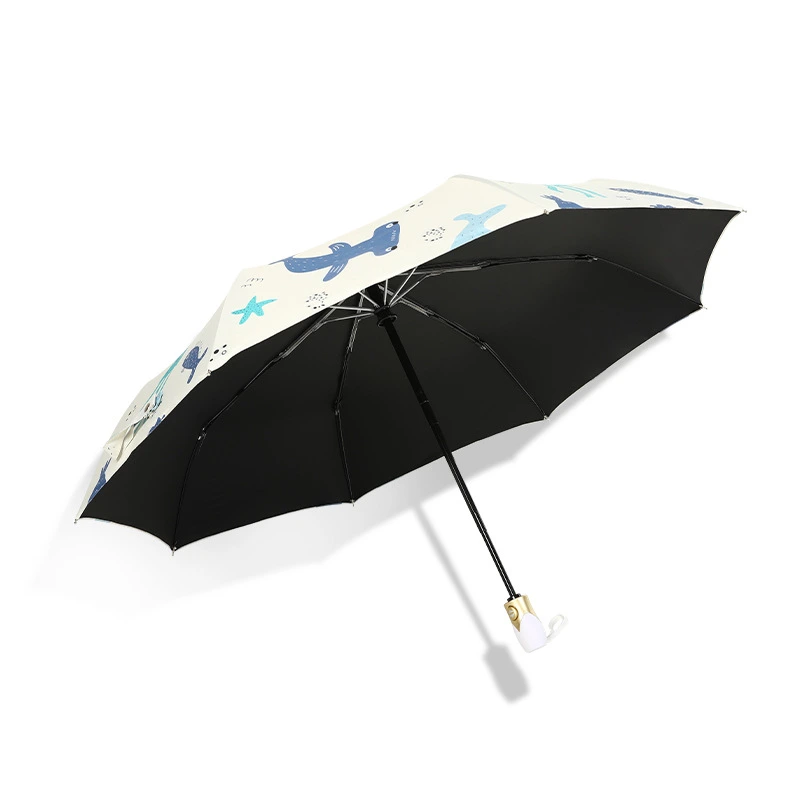 Wind Resistant 3 Fold Automatic Rain Women Leather Wood Handle Business British Style Umbrella