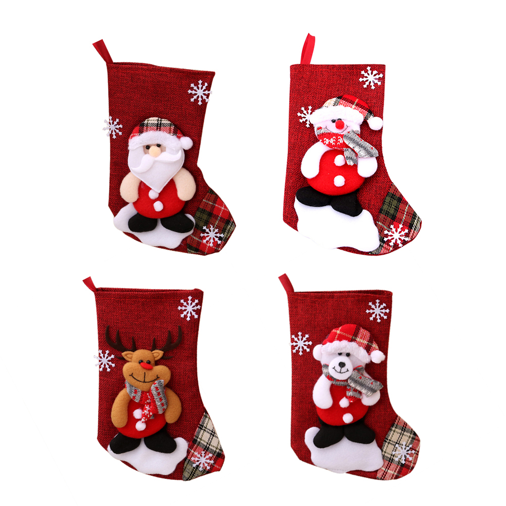 Christmas Stocking Christmas Tree Hanging Decoration Santa Claus Gift Candy Bags Home Party Xmas Decorations New Year Navidad