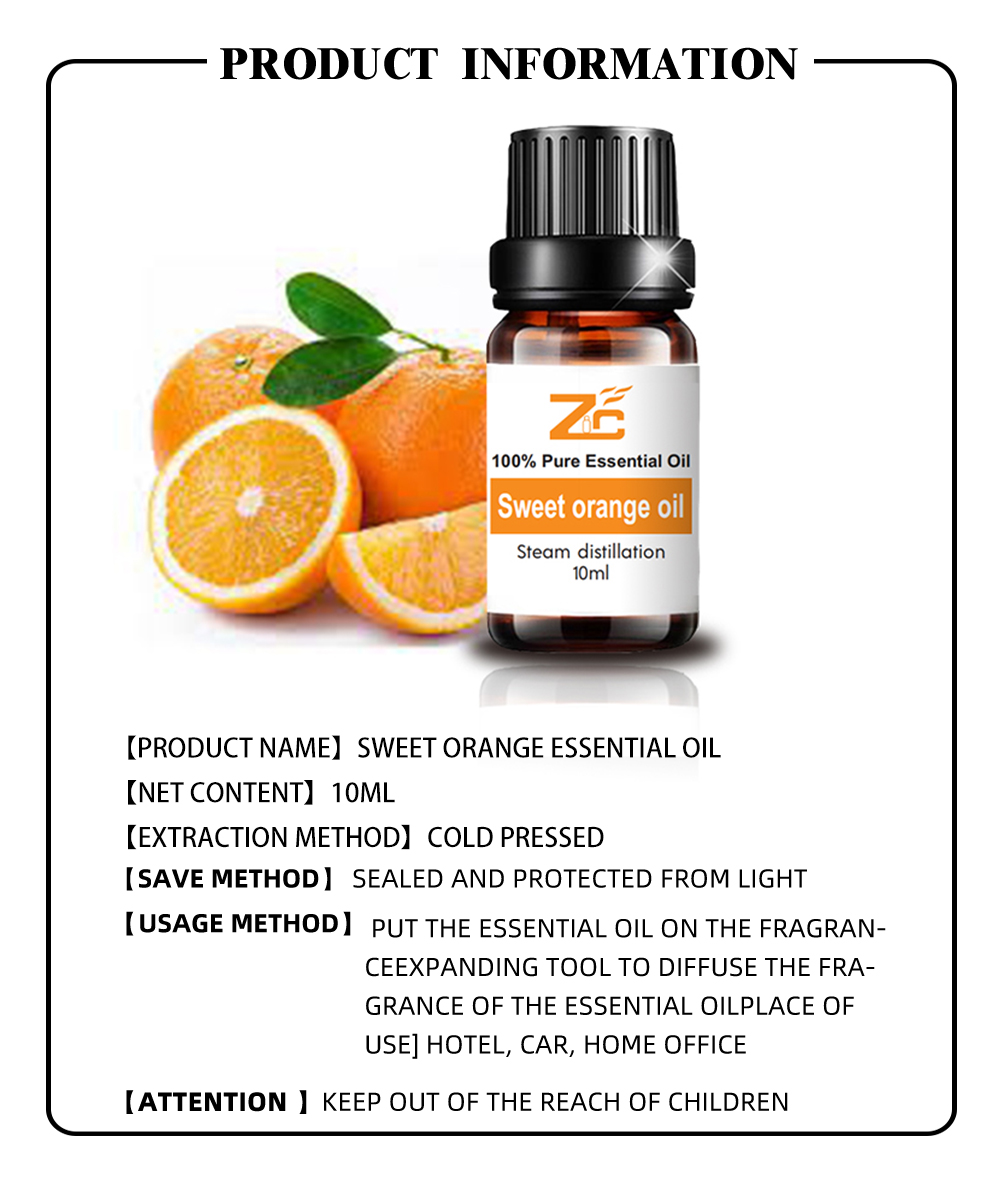Óleo essencial de laranja doce orgânico natural