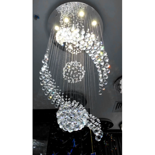 Decoração da escada Sale a quente Sala de estar de lustre alto requintado Curved LED Crystal lustre