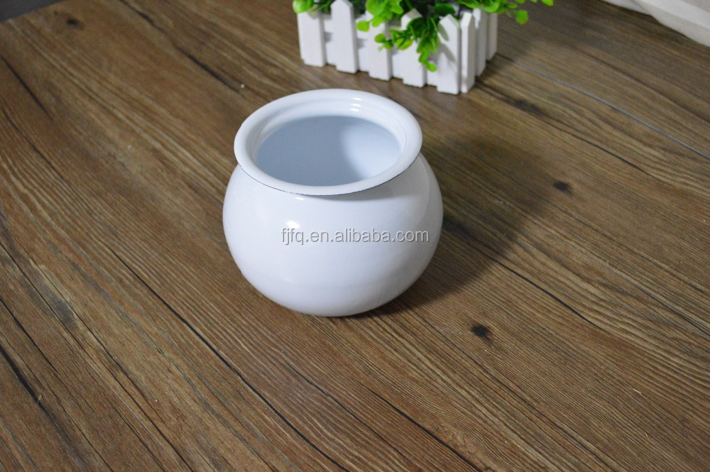 Round Enamel Belly Flower Pot Storage Pot