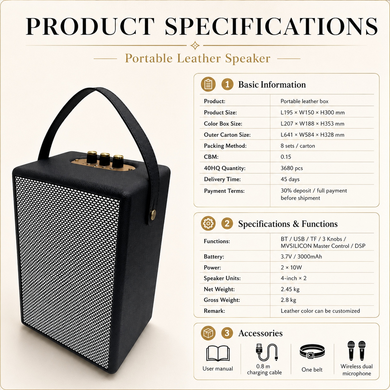 Taşınabilir deri hoparlör Portable leather speaker