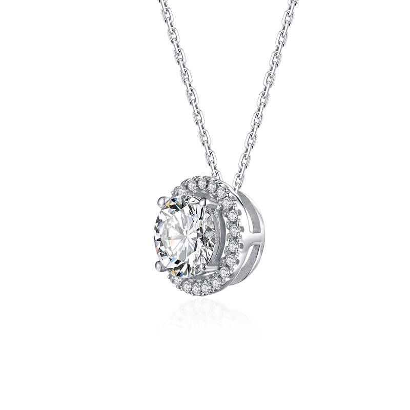 Vintage Luxury 925 Sterling Silver Moissanite Diamond Pendant Women Engagement Large Diamond Wedding Party Necklace