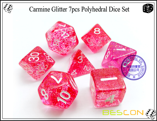 Assorted Colored Glitter 7pcs Polyhedral Dice Set-13