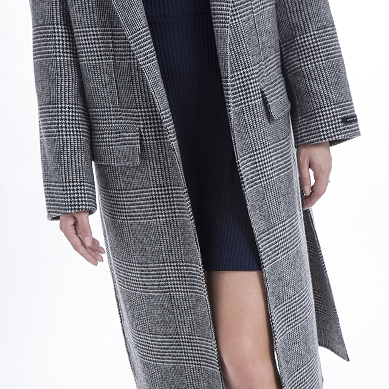 The front of fashionable striped cashmere overcoat