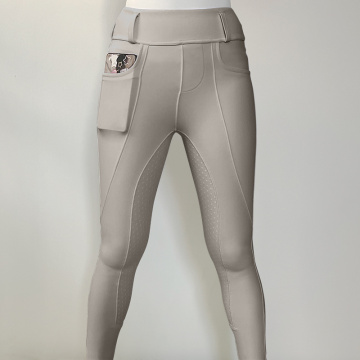 Pantalons de culotte équestre gris clair avec des poches