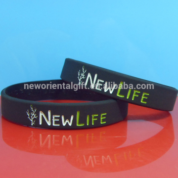 Debossed with color filled silicone bangles
