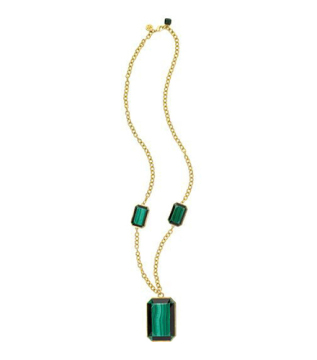 Green CZ diamond chain necklaces gold plated chain