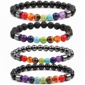 8 mm noir enyx rond bedas 7 chakra guérison reiki brcelet