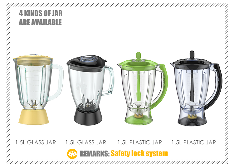 Hot Sell 400W 2 In 1 1.5L Plastic Jar Glass Jar 2 Speeds Electric Blender Juicer Blender Food Blender