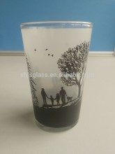 Frosted glass cup with scenery printing