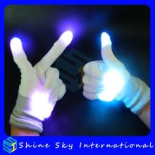 New 7 Mode LED Rave Light Finger Lighting Flashing Glove Glow Mitt White Gloves