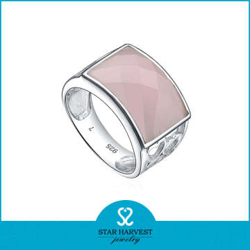 925 sterling silver pink quartz ring