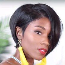 Short Elf Short Hair Bob Wig Straight150% Density Human Hair Lace Front Bob Wig T Part 13X1 Lace Front Wig Natural Hairline