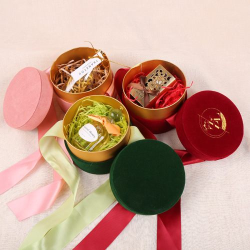 Velvet Round Box สำหรับบรรจุภัณฑ์ขวดน้ำผึ้ง