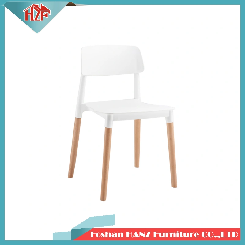 Hz-312cafe Coffee Shop White Plastic Wooden Leg Dining Chair