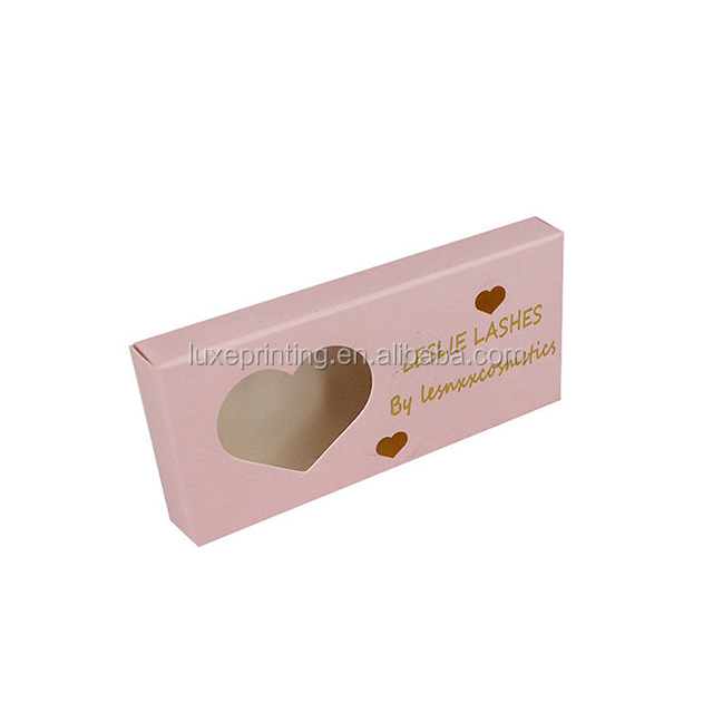 250gsm white cardstock printed pink butterfly customize your own logo eyelash packaging box