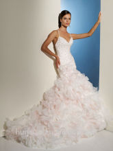 pink backless beaded sweetheart neckline corset straps wedding dress