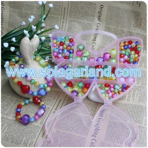 Clear Butterfly Shape Plastic Storage Box Beads Organizer Container