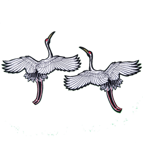 red-crowned crane design custom embroidery patches