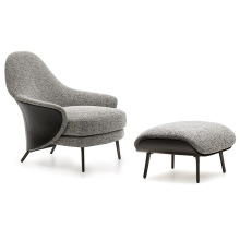 ottoman fabric and leather lounge chair