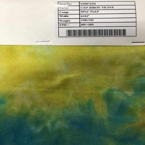 Stretch Antistatic Tie Dye Jersey Cotton Spandex Fabric