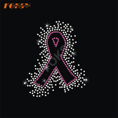 Crystal Hot Pink Ribbon Heat Rhinestone Motif