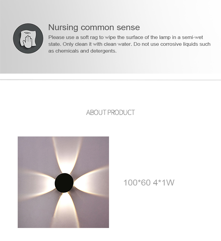 4*1W Outdoor Lights Wall Mounted Aluminum Wall Lamps Bedside Decoration Lighting For Home Hotel