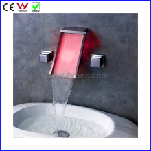 Dual Handle Wall Mounted Hydraulic LED Basin Tap Faucet (FD15200WF)