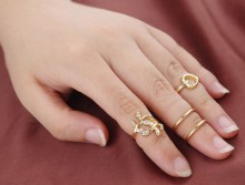 4pcs Gold silver Crystal Plain Above Knuckle Ring Band Midi Ring Leaf Heart Knuckle Rings