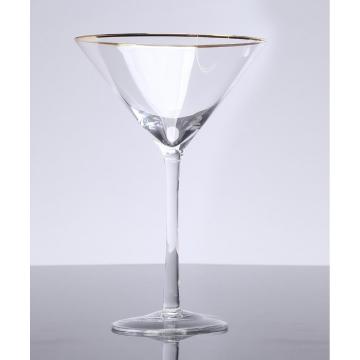 High Stem Wine Glass  With Gold Rim