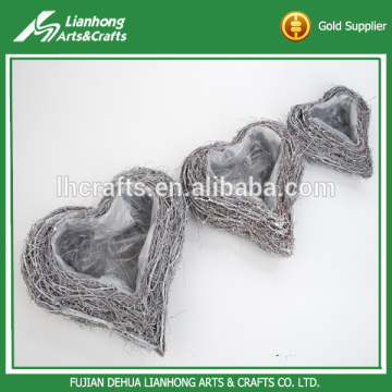 Hot sale gray heart rattan christmas ornament planters