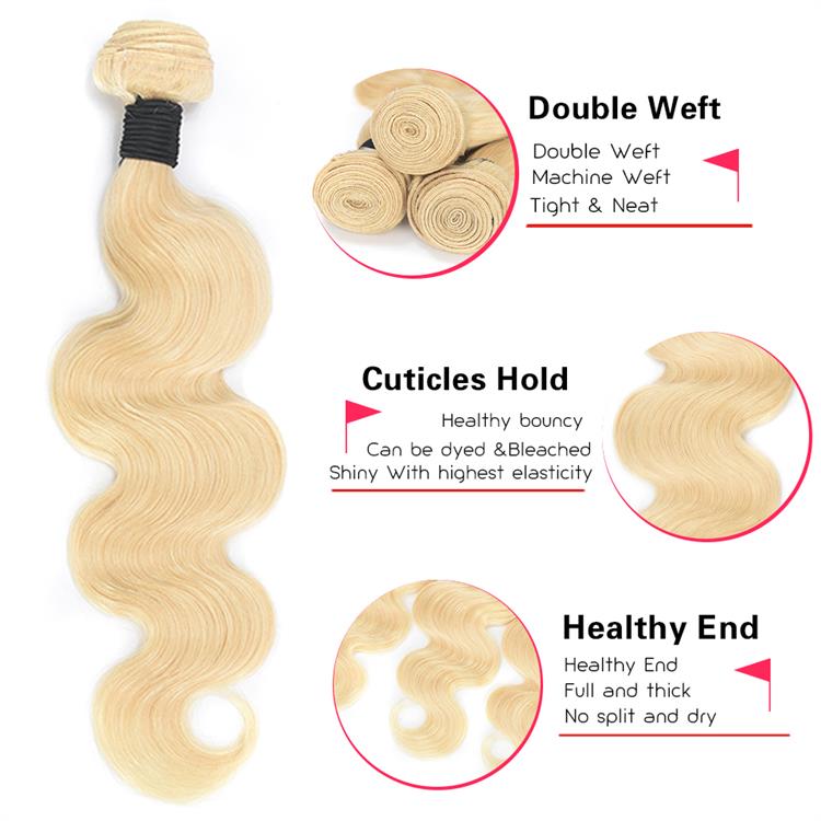 Wholesale 613 Virgin Hair Bundle Blonde Virgin Hair Body Wave Human Hair Weave Bundles