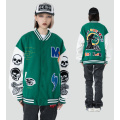 Veste de baseball universitaire noir et vert pour hommes