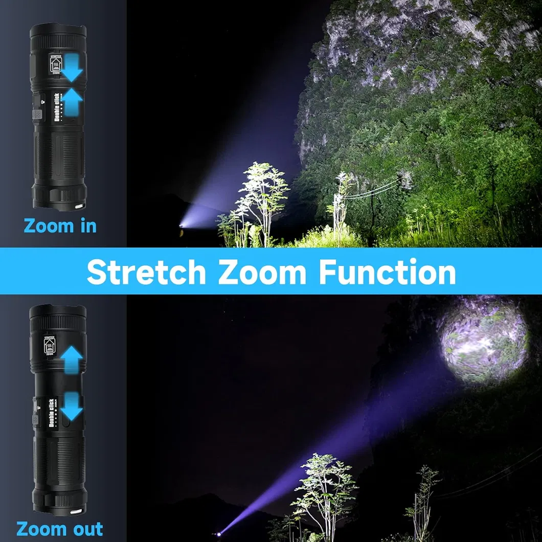 Powerful LED Flashlight with White Laser Beam for Outdoor Use