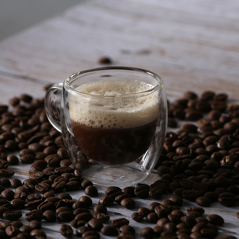 Tasse à café en verre résistant à la chaleur à double couche 80ML 100% tasse exquise faite à la main