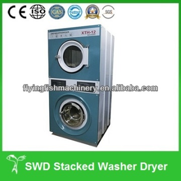 Commercial double stack washer and dryer for laundry shop