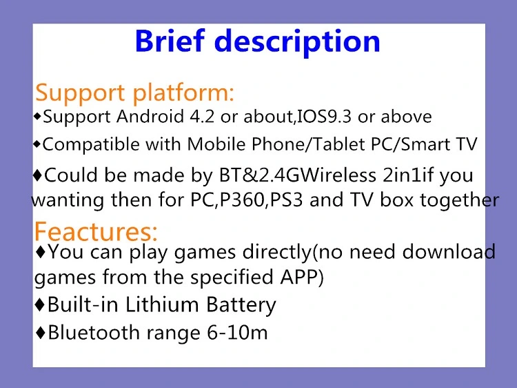 Senze Sz-A1006 Android/Ios Game Controller for Mobile Phone/Smart TV.